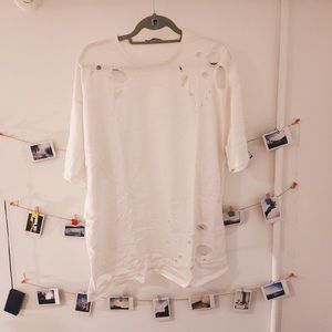 ZARA BASIC oversized distressed t-shirt